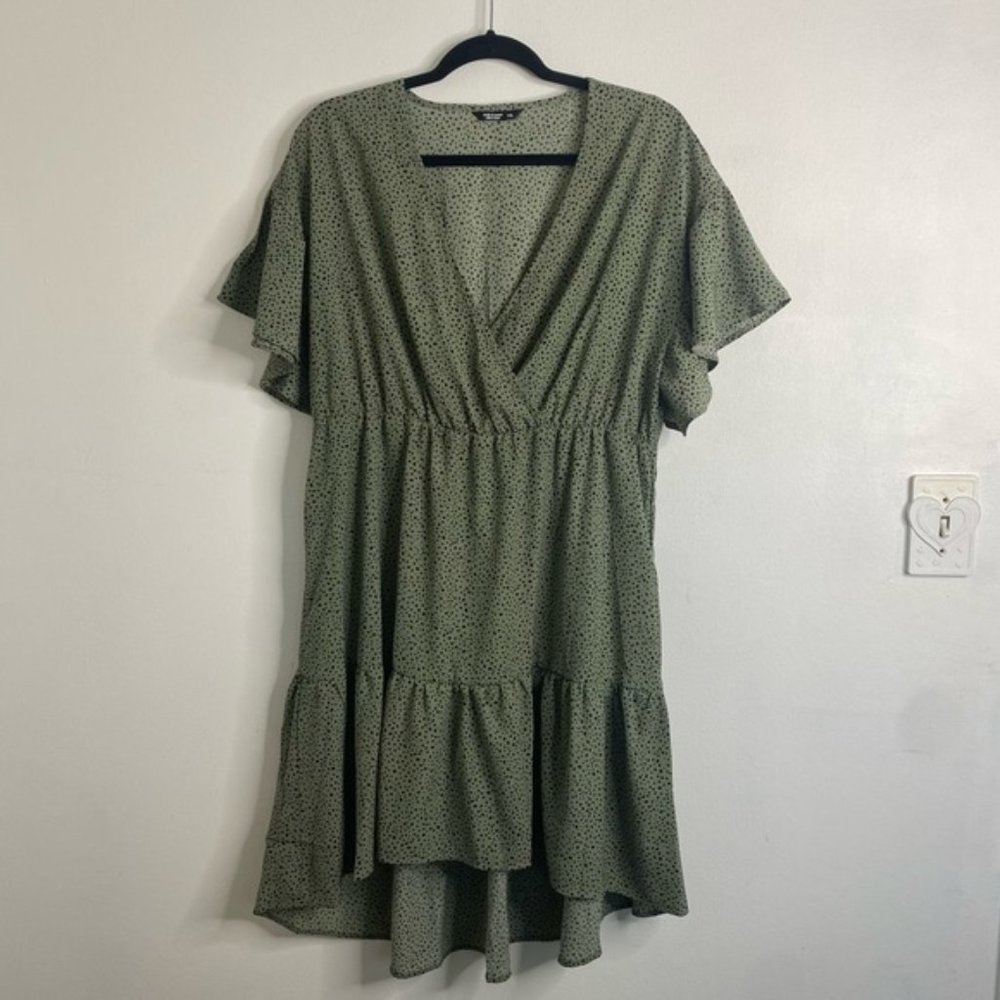 Shein Curve Polka Dot High-Low Wrap Dress